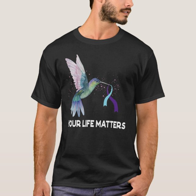 Your Life Matters Ribbon N Suicide Awareness Menta T Shirt (Framsida)