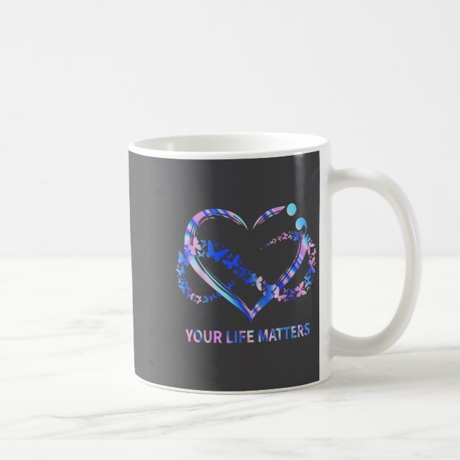 Your Life S Suicide Awareness Butterflies Heart  Kaffemugg (Höger)