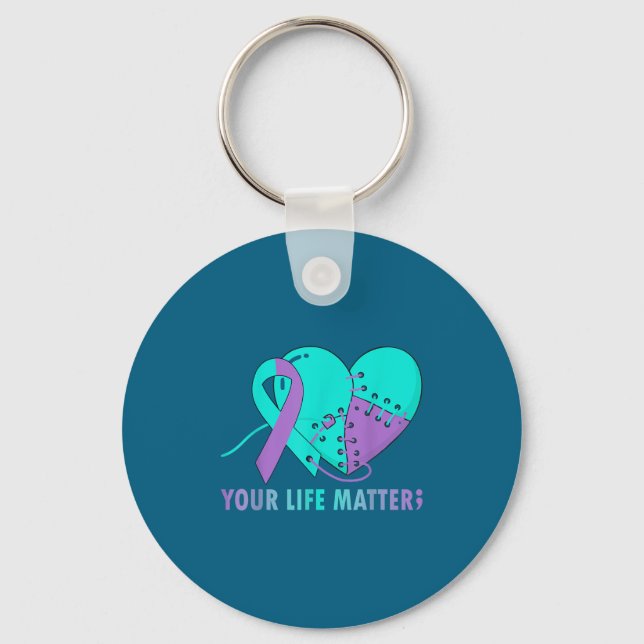 Your Life S Suicide Prevention Awareness Teal And  Nyckelring (Framsida)