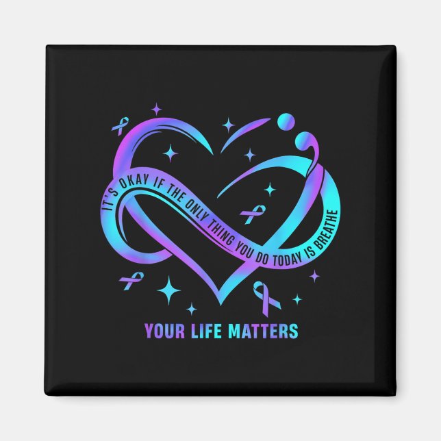 Your Life S Suicide Prevention Teal Purple Heart R Magnet (Framsidan)