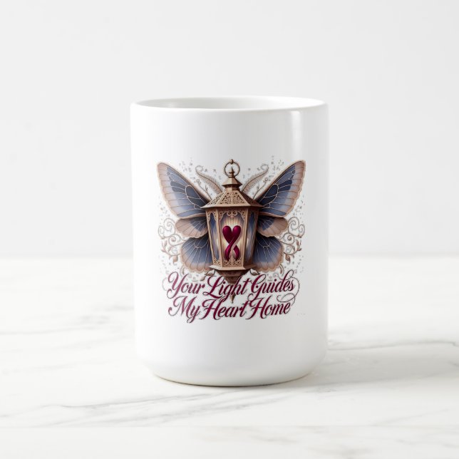 Your Light Guides My Heart Home Lantern  T-Shirt Kaffemugg (Center)