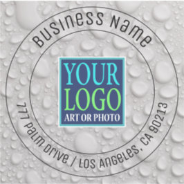 Your Logo, Business Name, Address, Water Drips Klistermärken