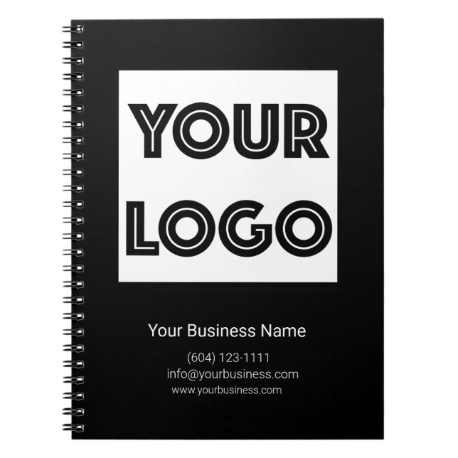  Your Logo Custom Business Marketing Black Anteckningsbok (Framsidan)