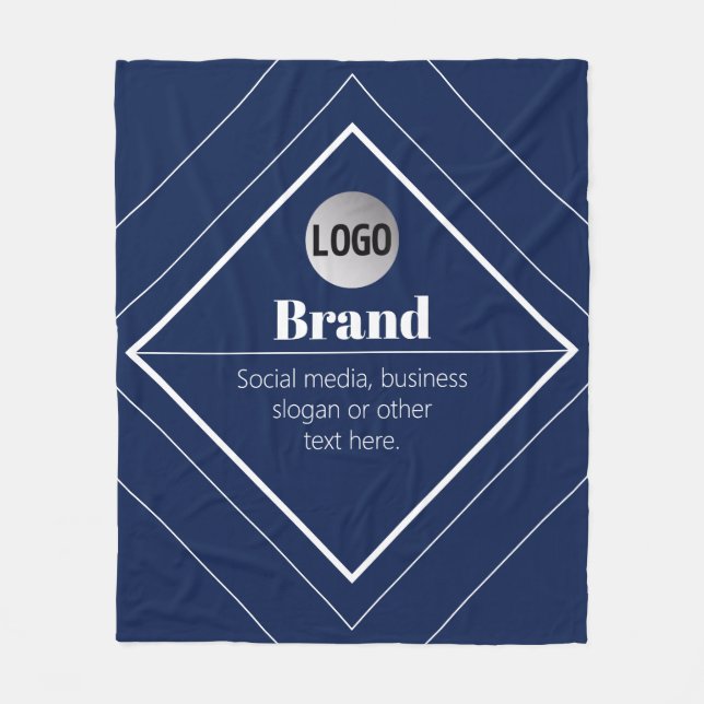 Your Logo & Customizable Modern Design | Navy Blue Fleecefilt (Framsidan)