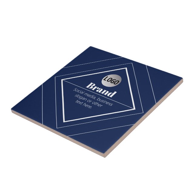 Your Logo & Customizable Modern Design | Navy Blue Kakelplatta (Sidan)