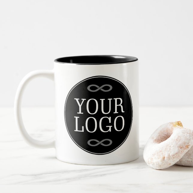 Your Logo - Dot - Background BLACK Två-Tonad Mugg (Med munk)