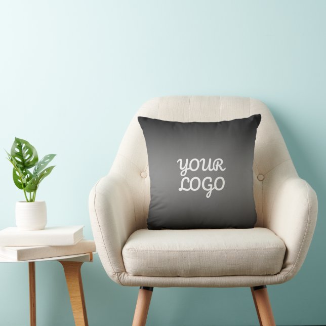 Your Logo & Modern Simple Ombre | Dark Gray Kudde (Stol)