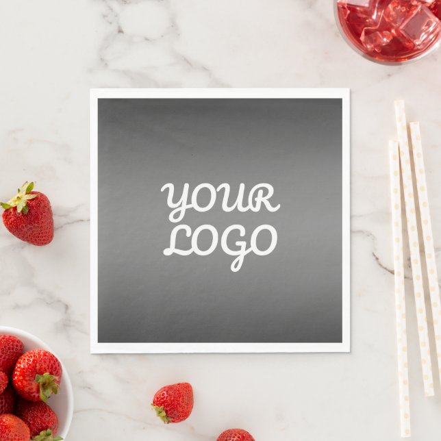Your Logo & Modern Simple Ombre | Dark Gray Pappersservett (Insitu)