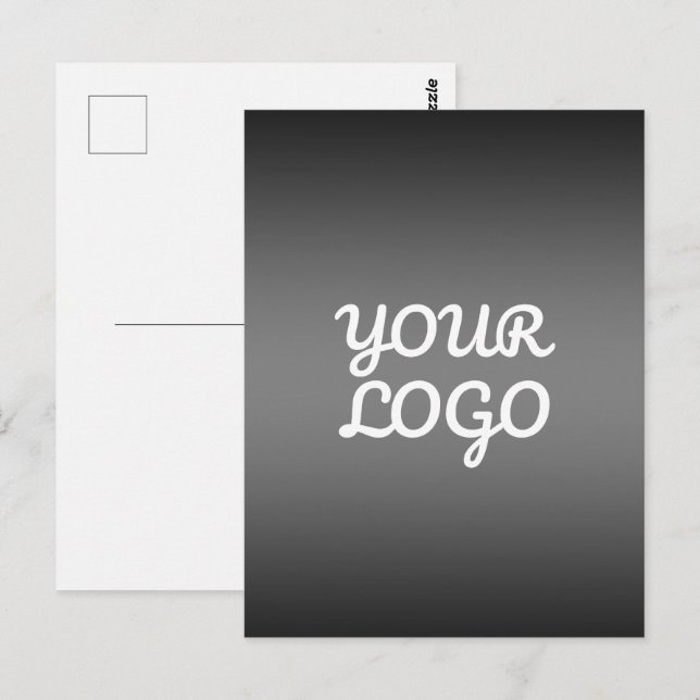 Your Logo & Modern Simple Ombre | Dark Gray Vykort (Fram/baksida)