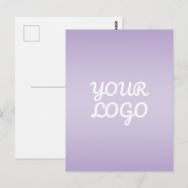 Your Logo & Modern Simple Ombre | Lavender Vykort (Fram/baksida)