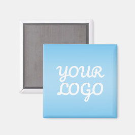 Your Logo & Modern Simple Ombre | Light Blue Magnet