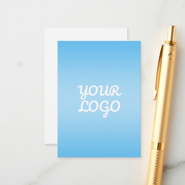 Your Logo & Modern Simple Ombre | Light Blue Tilläggskort (Fram/Back In Situ)