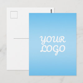 Your Logo & Modern Simple Ombre | Light Blue Vykort