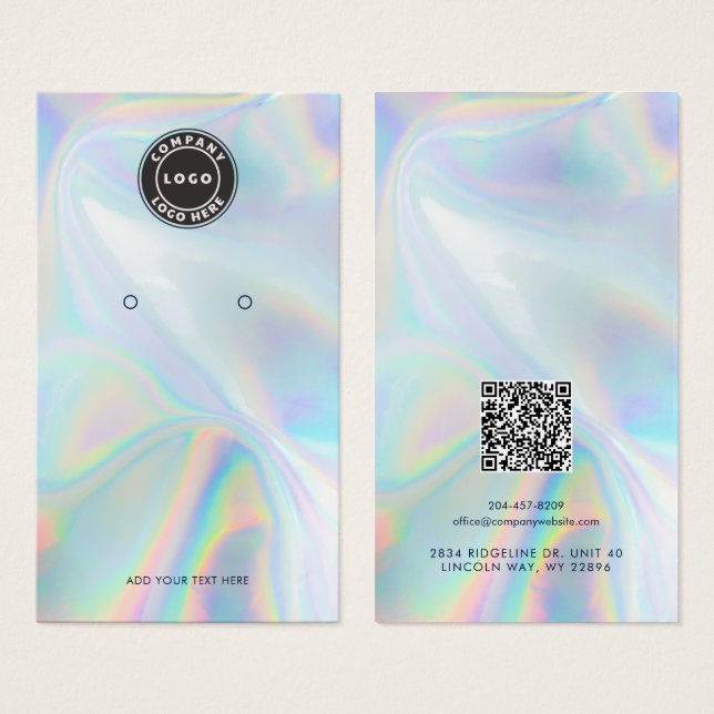 Your Logo QR Code Holographic Earring Display Card Visitkort (Framsida & baksida)