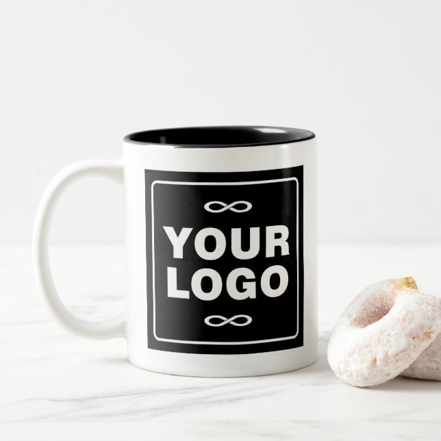Your Logo - Square - Background BLACK Två-Tonad Mugg (Med munk)