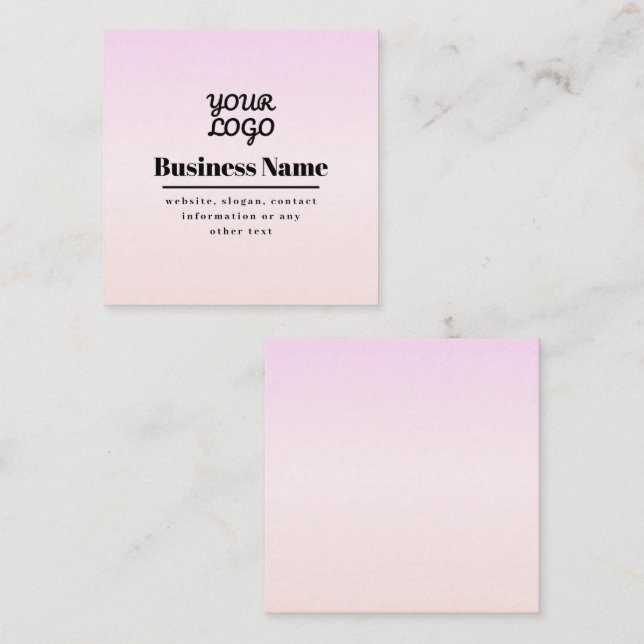 Your Logo & Text | Pink & Peach Ombre Tilläggskort (Fram/baksida)