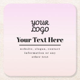 Your Logo & Text | Pink & Peach Ombre Underlägg Papper Kvadrat