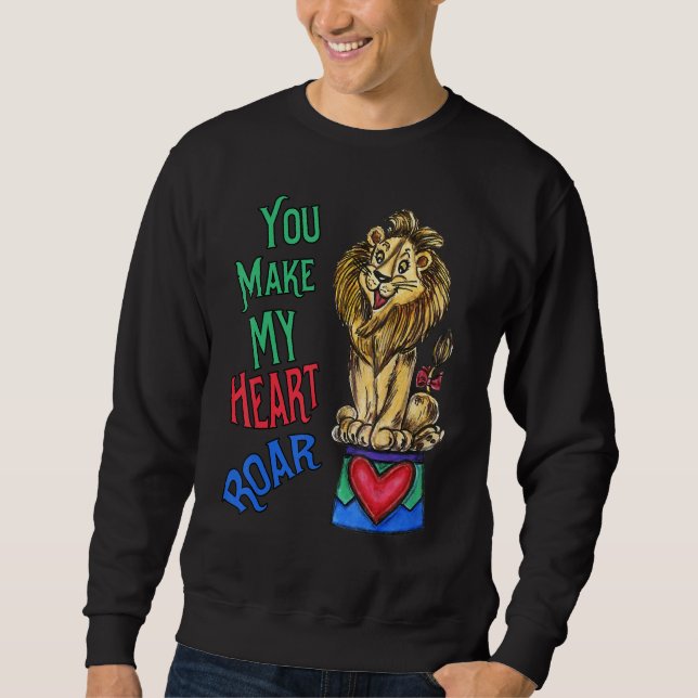 Your Make My Heart Roar  Love Lion Lång Ärmad Tröja (Framsida)