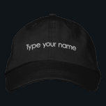 Your Name Embroidered on Black Cap Broderad Keps<br><div class="desc">Black cap that you can personalize by typing your name or the recipient’s name for a personalized gift. You can also change the font style and thread color in the design tool. Please check the appearance after typing your name. If the appearance is pleasing to you, you can place your...</div>