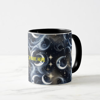 Your Name Mugs – Metallic Silver Moon Phase Luxury Mugg
