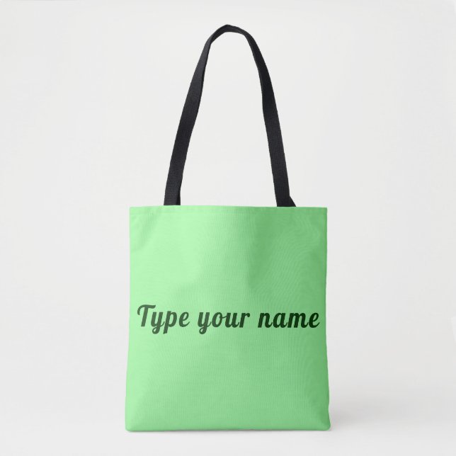 Your Name on Light Green Tote Bag Tygkasse (Framsida)