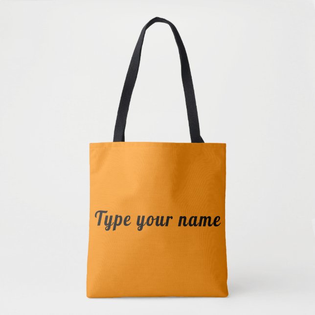 Your Name on Orange Tote Bag Tygkasse (Framsida)