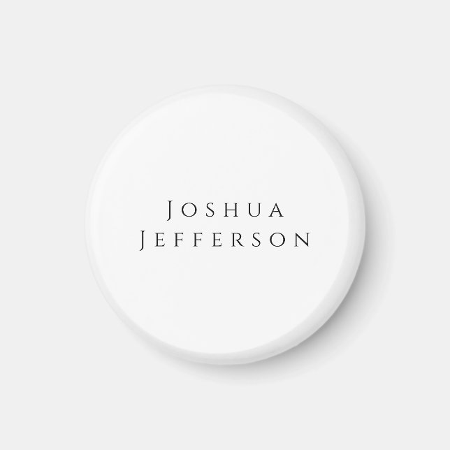 Your Name Professional Creative Plain Black White Magnet (Framsidan)