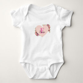 YOUR NAME/TEXT/ Pink Floral Monogram Bodysuit T Shirt
