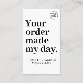 Your Order Made My Day | Cute Business Thank You Visitkort