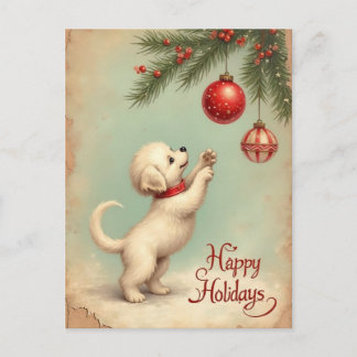Your Own Text Season’s Greetings Puppy Postcard Helg Vykort