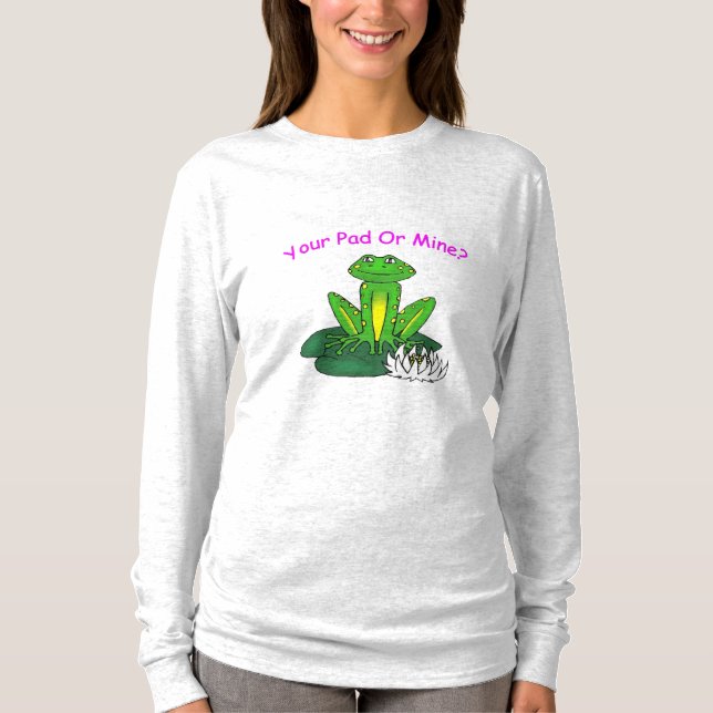 Your Pad or Mine? Women's Light Gray Long Sleeve T Shirt (Framsida)