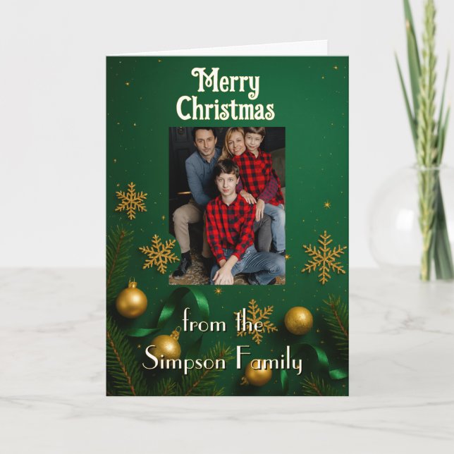 Your photo here Personalized Family Christmas Card Kort (Framsida)