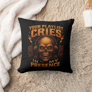 Your Playlist Cries Skull Headphone Music Kudde
