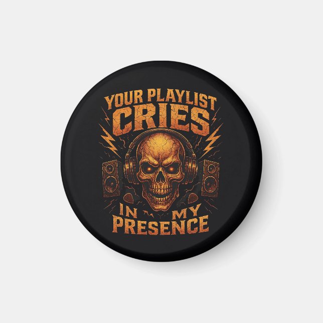 Your Playlist Cries Skull Headphone Music Magnet (Framsidan)
