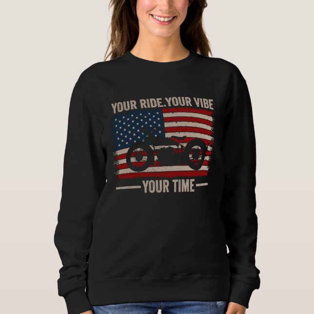 Your Ride Your Vibe Your Time Cruiser American Fla T Shirt (Framsida)