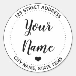 Your Text Heart Return Address Round Sticker  Runt Klistermärke