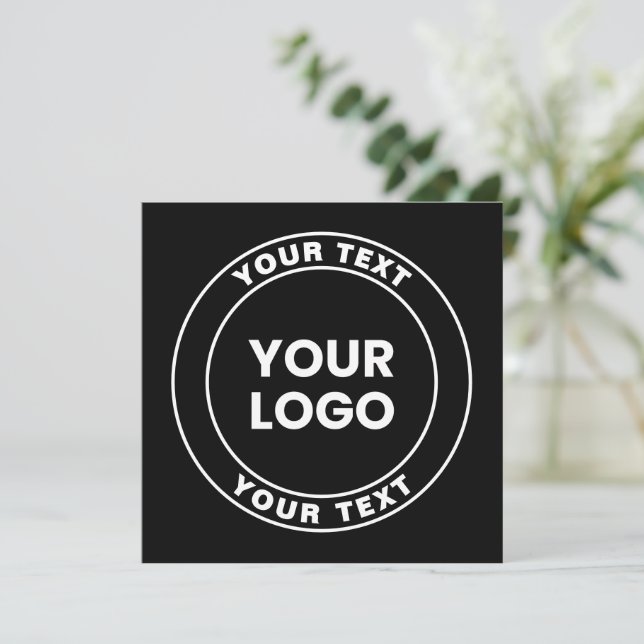 Your Uploaded Logo + Bold Circular Text  Anteckningskort (Stående Fram)