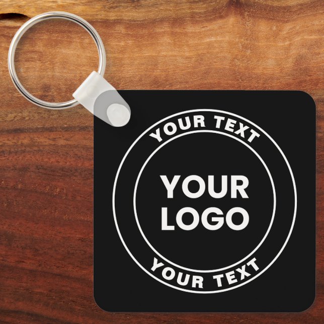 Your Uploaded Logo + Bold Circular Text  Nyckelring (Framsida)