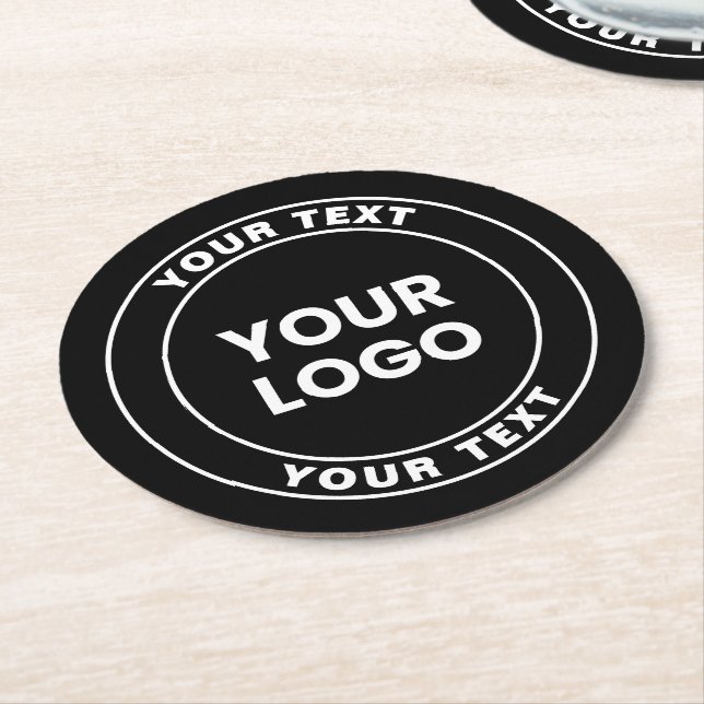 Your Uploaded Logo + Bold Circular Text  Underlägg Papper Rund (Vinklad)