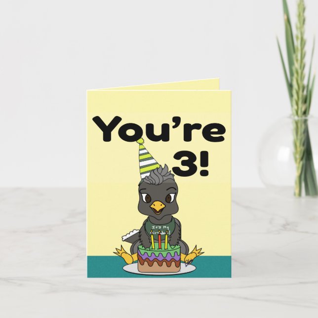 You're 3 Happy Birthday Card Kort (Framsida)