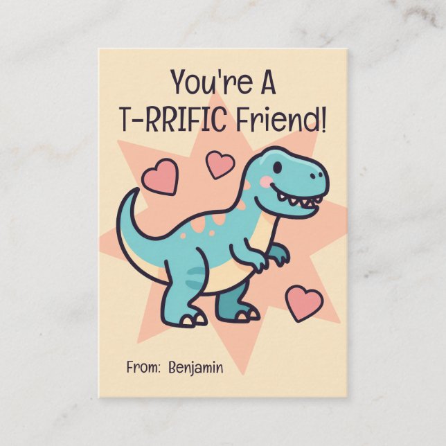 You're A T-RRIFIC Friend Kids Valentine's Anteckningskort (Framsida)