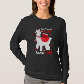 You're A Whole Llama Fun Valentine Llama Flowers F T Shirt