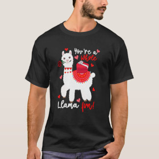 You're A Whole Llama Fun Valentine Llama Flowers F T Shirt