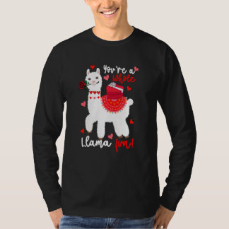 You're A Whole Llama Fun Valentine Llama Flowers F T Shirt