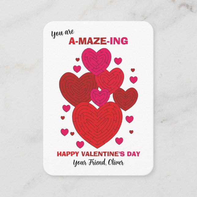 You're Amazing Maze Classroom Valentine Note Card Anteckningskort (Framsida)