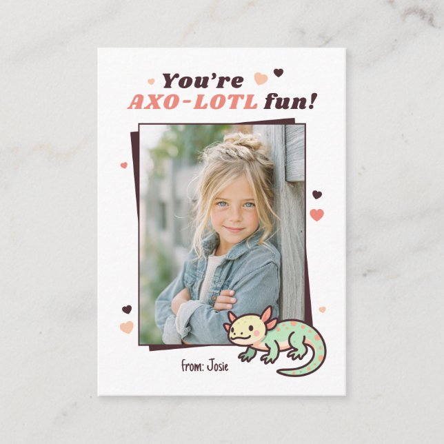 Youre Axo-Lotl Fun Photo Kids Valentine Anteckningskort (Framsida)