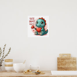 Youre Dinomite Valentine Cute Dinosaur Kärlek Poster