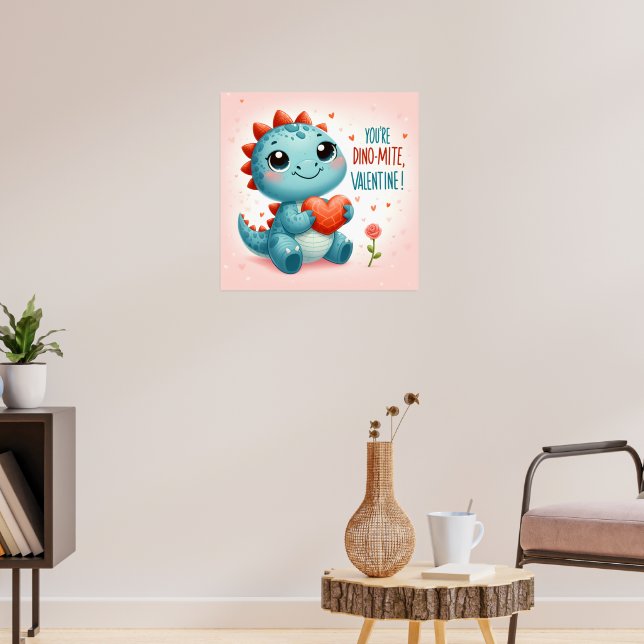 Youre Dinomite Valentine Cute Dinosaur Kärlek Poster (Vardagsrum 3)