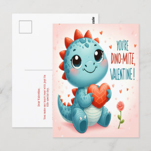 Youre Dinomite Valentine Cute Dinosaur Kärlek Vykort
