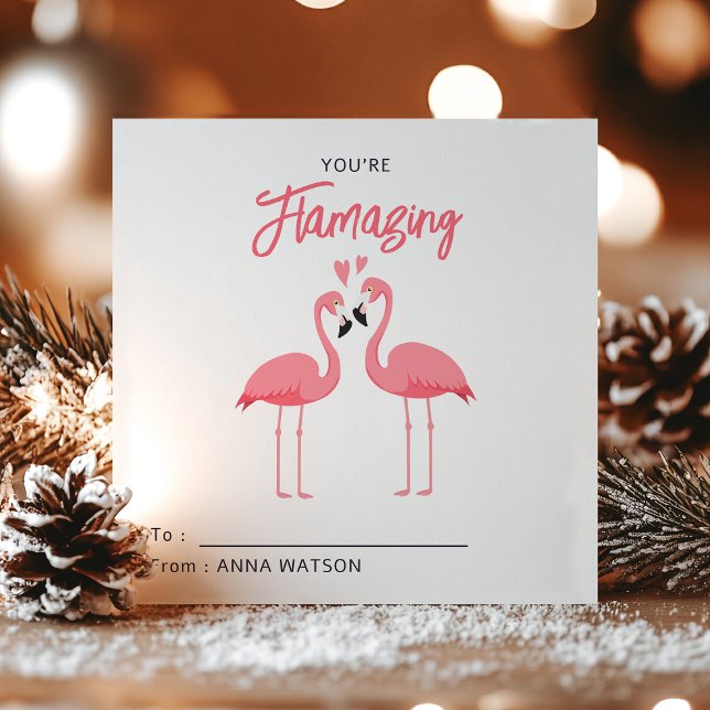 You're Flamazing | Flamingo Valentines Day Class Julkort (Skapare uppladdad)
